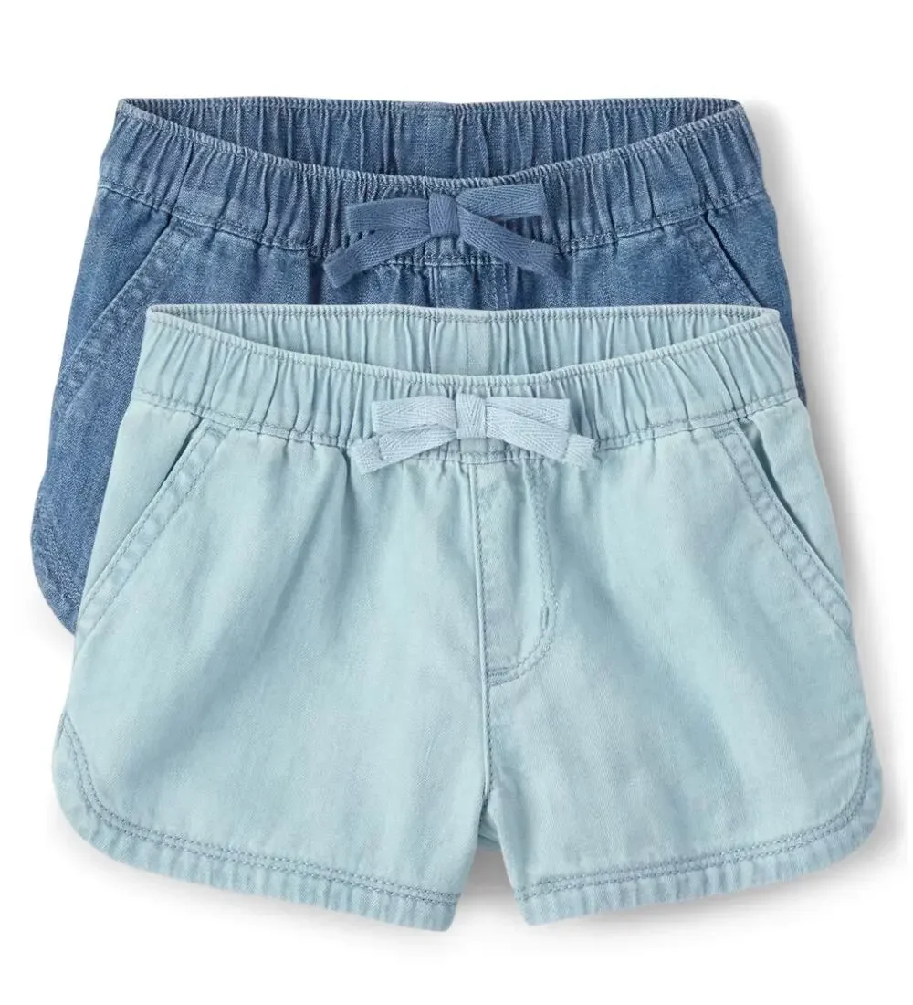 The Children’s Place Girls Chambray Pull On Shorts 2-Pack in Rose Wash, Size 4T